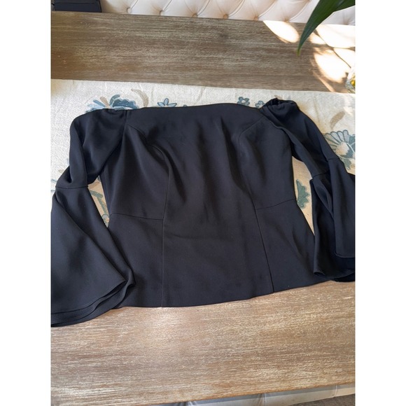 Boston Proper Black Off the Shoulder Top Bell Sleeve Blouse Size 12 - Picture 4 of 9